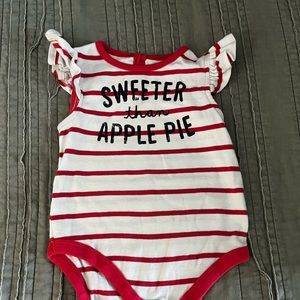 6-12 Mo Baby Girl Striped Flutter Sleeve Onesie
